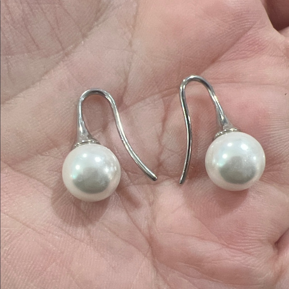 Classic Pearl Drop Earrings in White - Women Jewelry